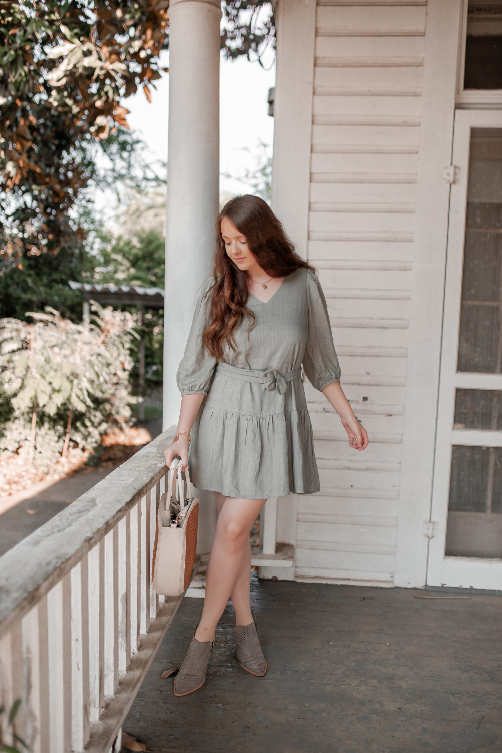 A Mossy Green Dress To Wear Now Into Fall!