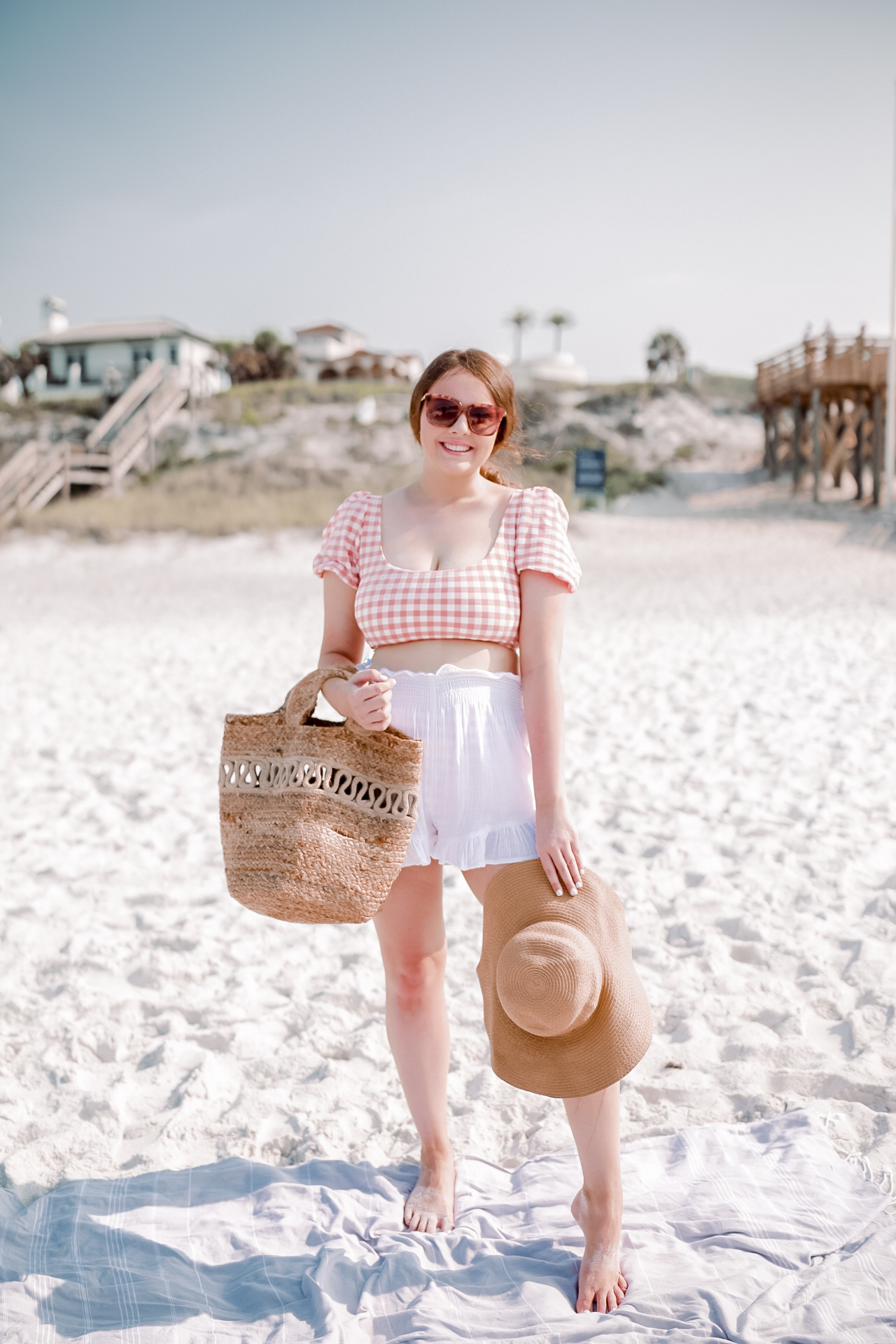 30A, FL Beach Style: Checkered Swimsuit + Best Cotton Beach Towel